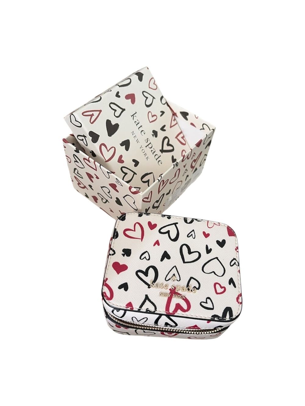 Kate Spade New York Staci Scribble Hearts Boxed Travel Jewelry Holder – NIB